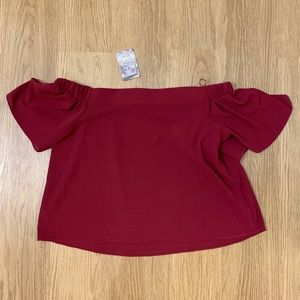 LOVE J NWT Crimson Off the Shoulder Blouse